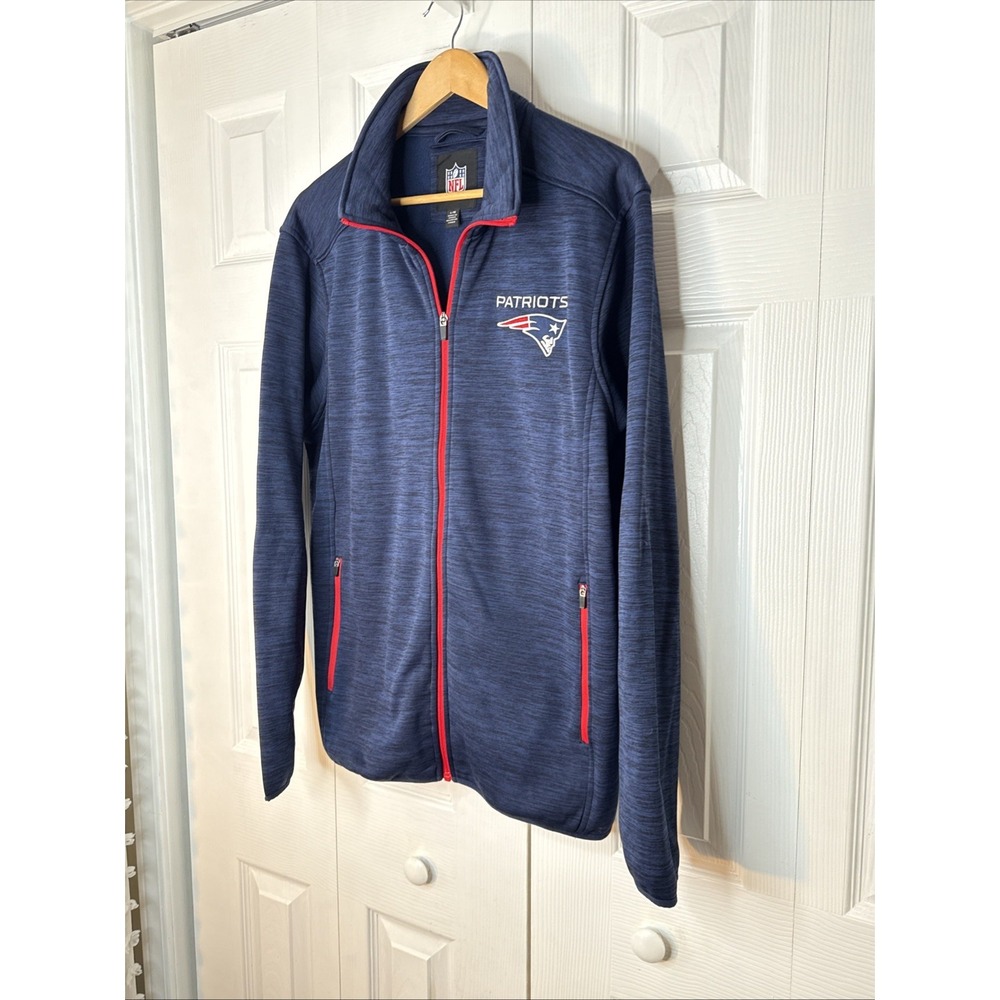 New England Patriots Navy Jacket Logo‎ Full Zip  NFL Size Large EUC